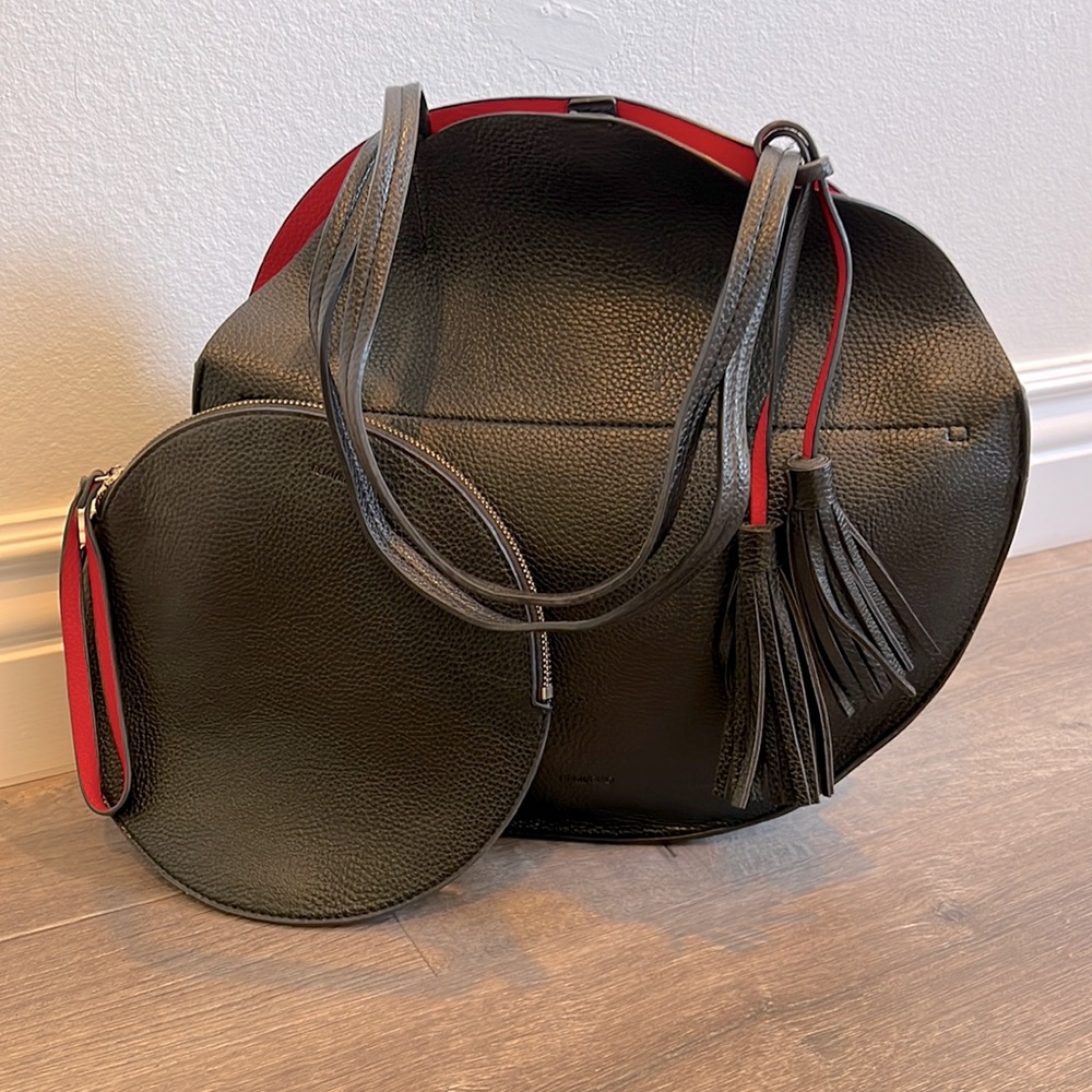 Anthropologie Remy/Reid Allison Black & Red Interior Bag with Round Wristlet